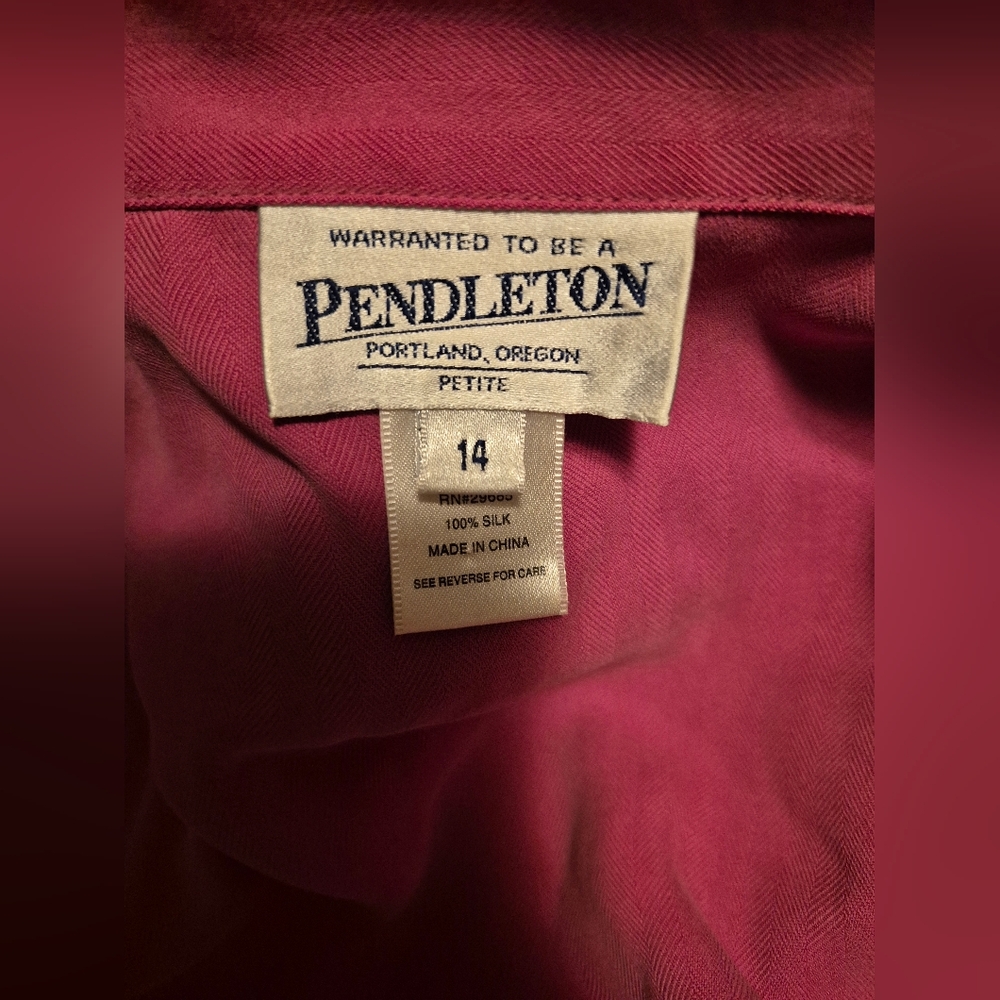 Vintage Pendleton Magenta Button-Down 100% Silk P… - image 3